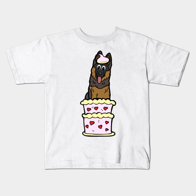 Guard dog Jumping out of a cake Kids T-Shirt by Pet Station